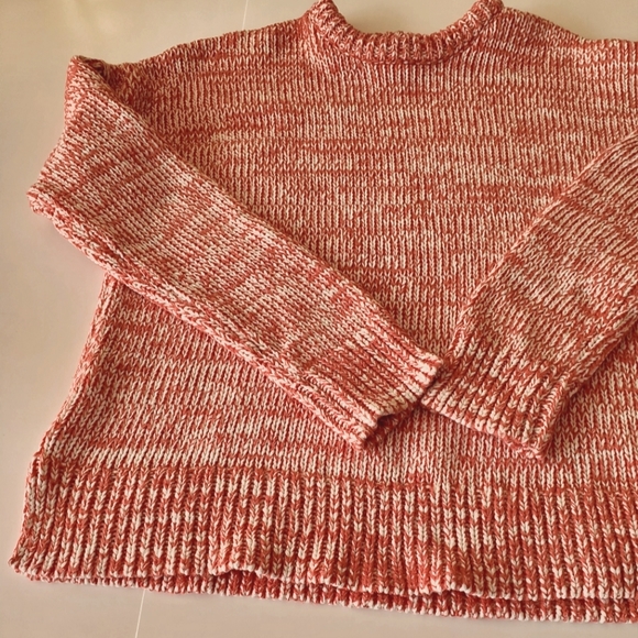 Lucky Brand Women's Dk Pink & White Marled Cotton Sweater size Small - Picture 4 of 5